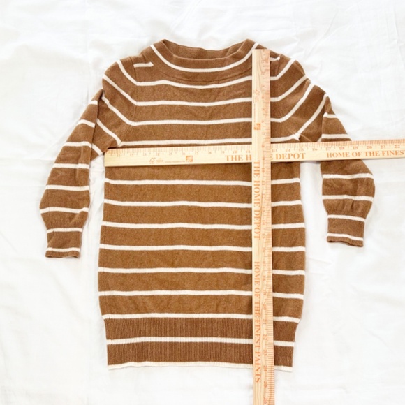 J.Crew 100 Italian Cashmere Pullover Sweater Brown Beige Striped Extra Small XS - Picture 4 of 5